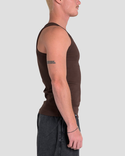 MEN'S KTP SQUARED NECK RIBBED TANK - ESPRESSO