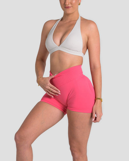 RECOIL HIGH WAIST SCRUNCH SHORTS - DARK CORAL