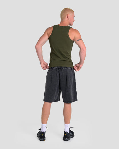 MEN'S KTP SQUARED NECK RIBBED TANK - KHAKI GREEN