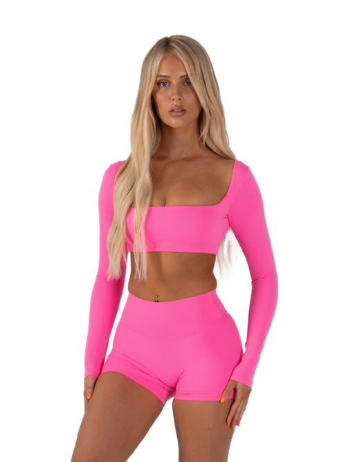 SLEEK TOP LONG SLEEVE - NEON PINK