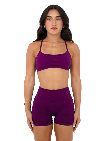 LJ V-BACK SCRUNCH SHORTS - BERRY