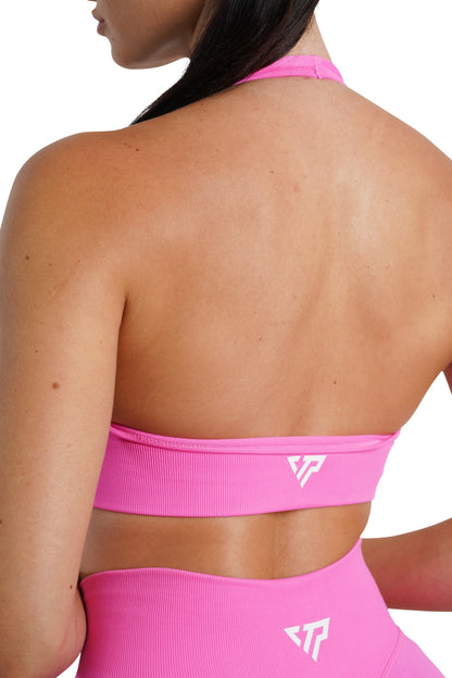 CORE HALTER BRA - NEON PINK