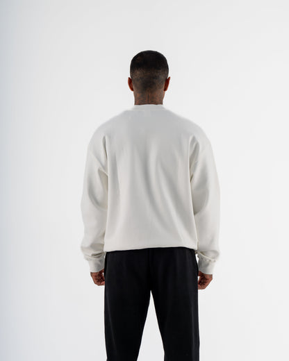 KTP MEN'S EMBOSSED CREW NECK JUMPER- WHITE