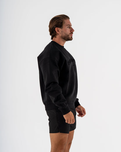 KTP MEN'S EMBOSSED CREW NECK JUMPER- BLACK