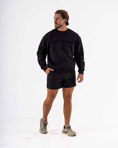 KTP MEN'S EMBOSSED CREW NECK JUMPER- BLACK