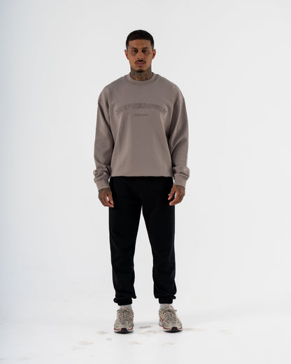 KTP MEN'S EMBOSSED CREW NECK JUMPER- DARK GREY