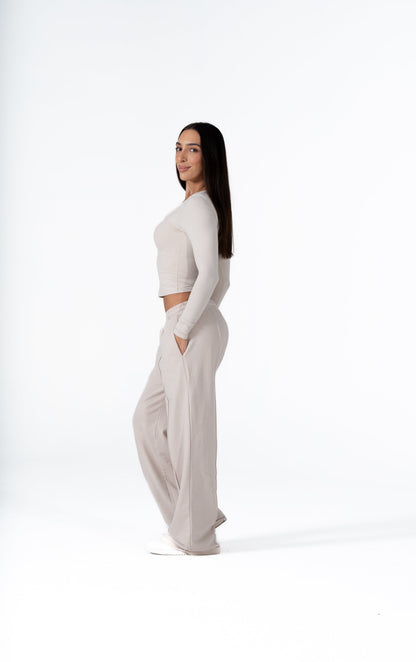 CLASSIC WIDE LEG SWEATPANTS - BONE