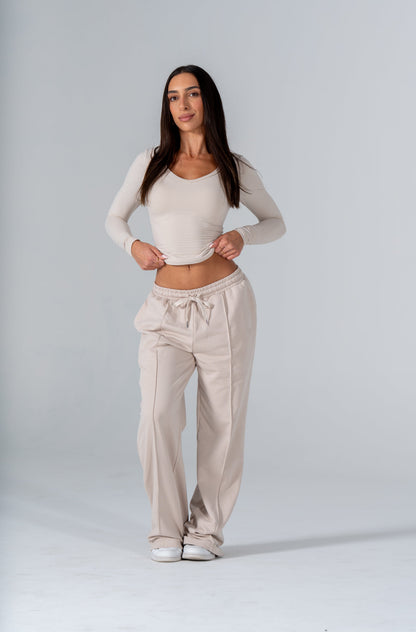 CLASSIC WIDE LEG SWEATPANTS - BONE