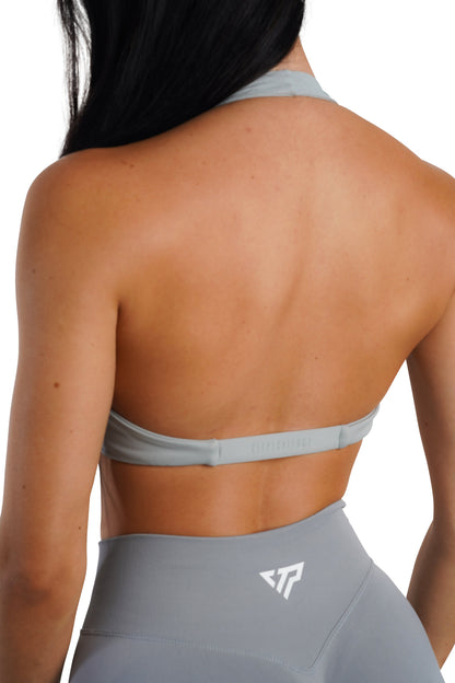 Twist Halter Bra - Light Grey