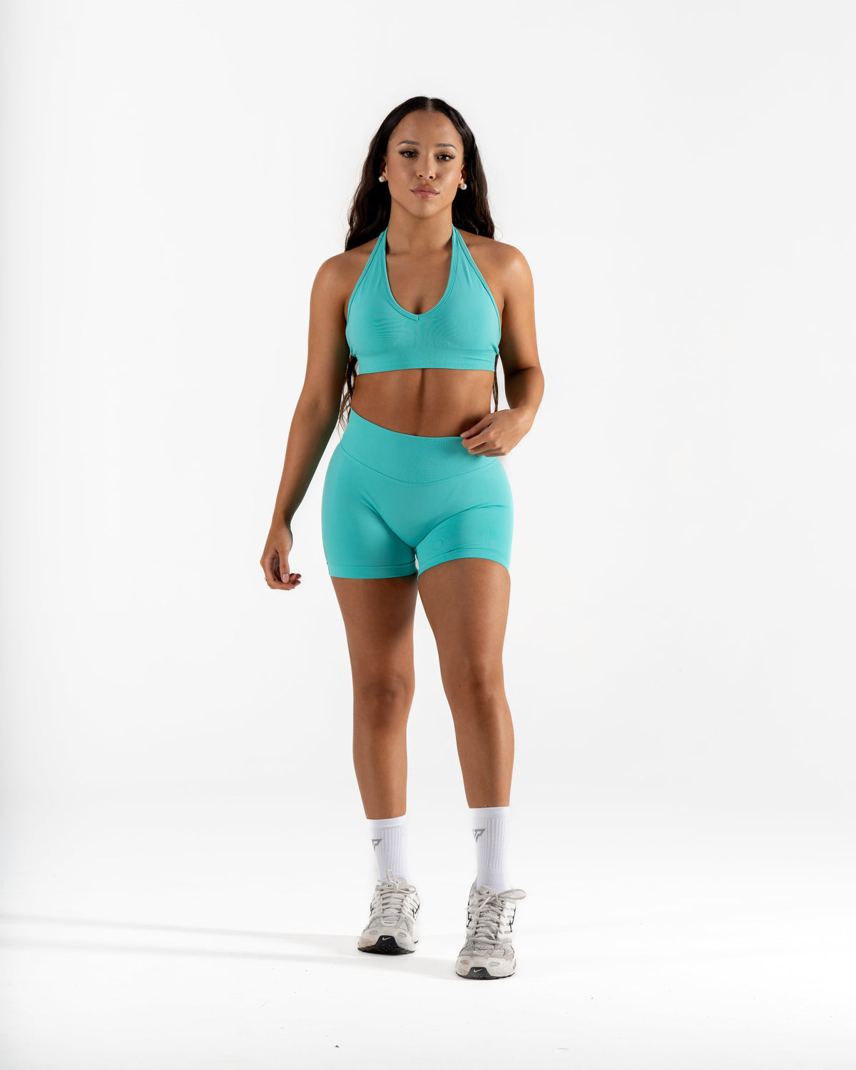RECOIL HALTER CROP - AQUA