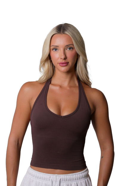 RECOIL HALTER TANK TOP - ESPRESSO