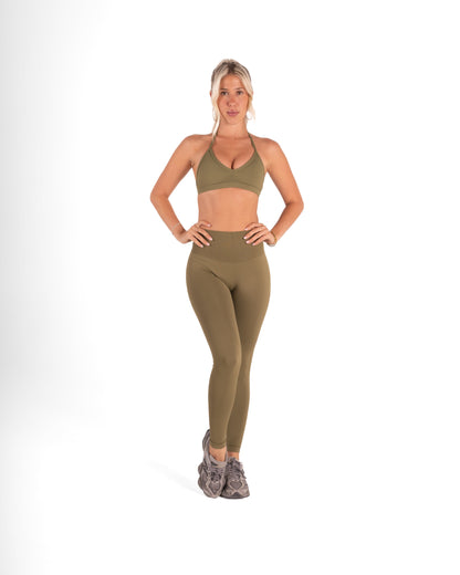 RECOIL HIGH WAIST SCRUNCH LEGGING - DARK KHAKI GREEN