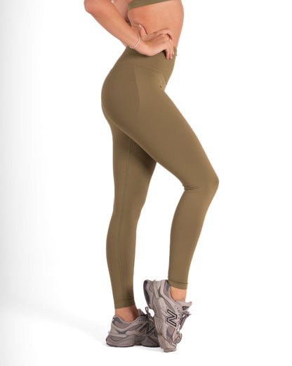 RECOIL HIGH WAIST SCRUNCH LEGGING - DARK KHAKI GREEN