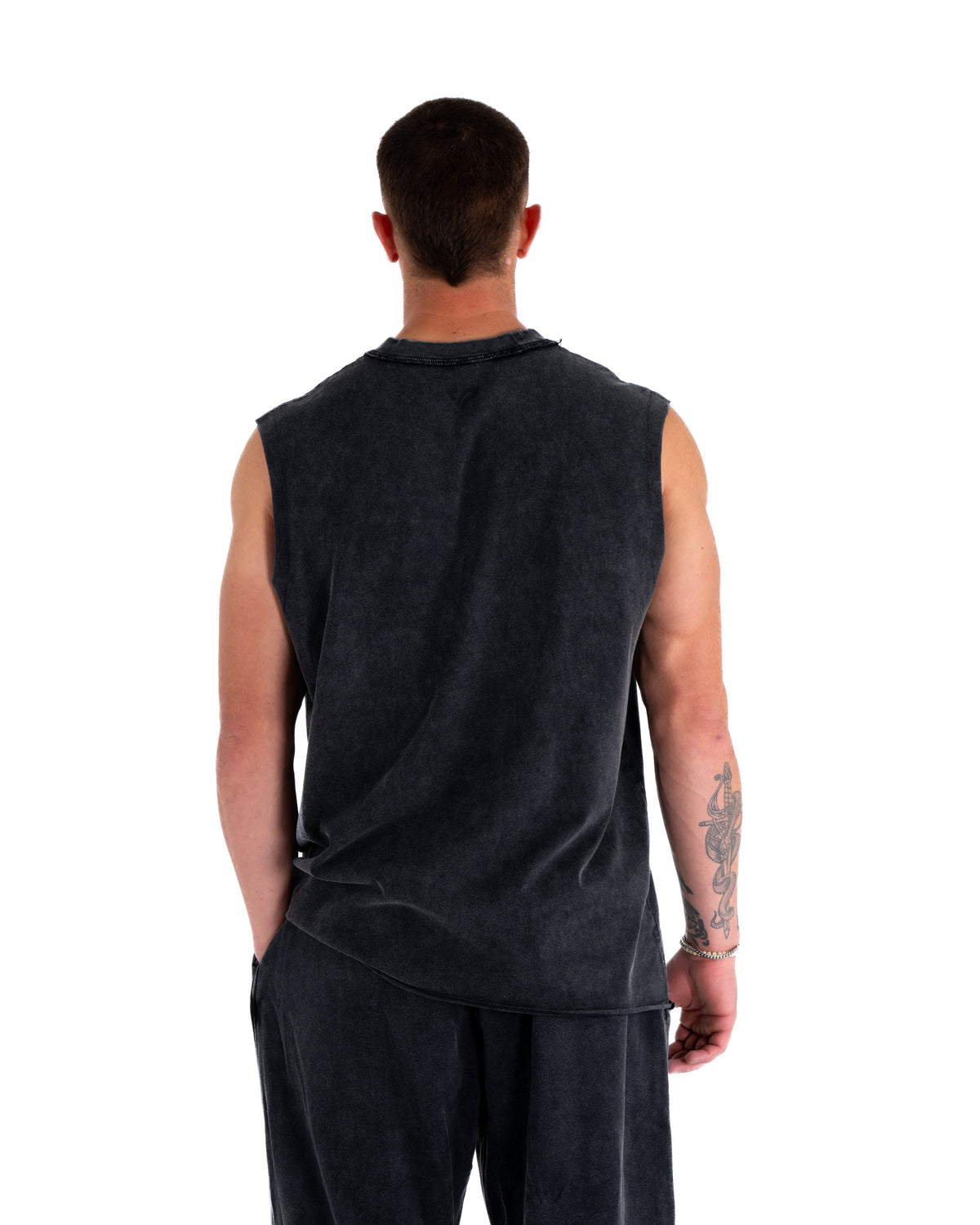 KTP ACID WASH SINGLET - BLACK