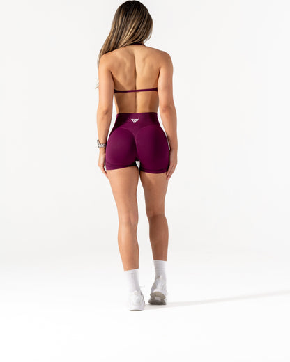 RECOIL HIGH WAIST SCRUNCH SHORTS - BERRY
