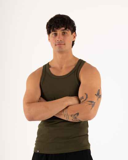 MEN'S KTP RIBBED TANK - KHAKI GREEN