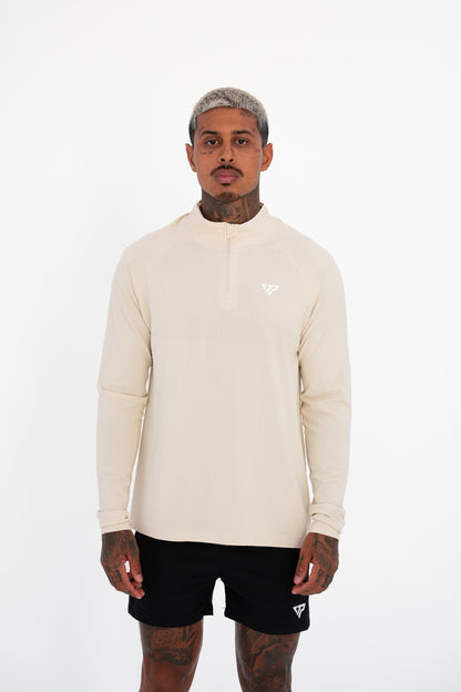 KTP QUARTER ZIP LONG SLEEVE - CREAM