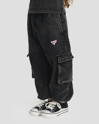 KIDS CARGO PANTS - BABY PINK