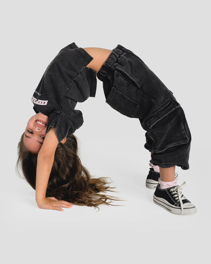 KIDS CARGO PANTS - BABY PINK
